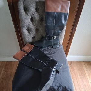 Stylish Black and Brown Over the Knee Boots